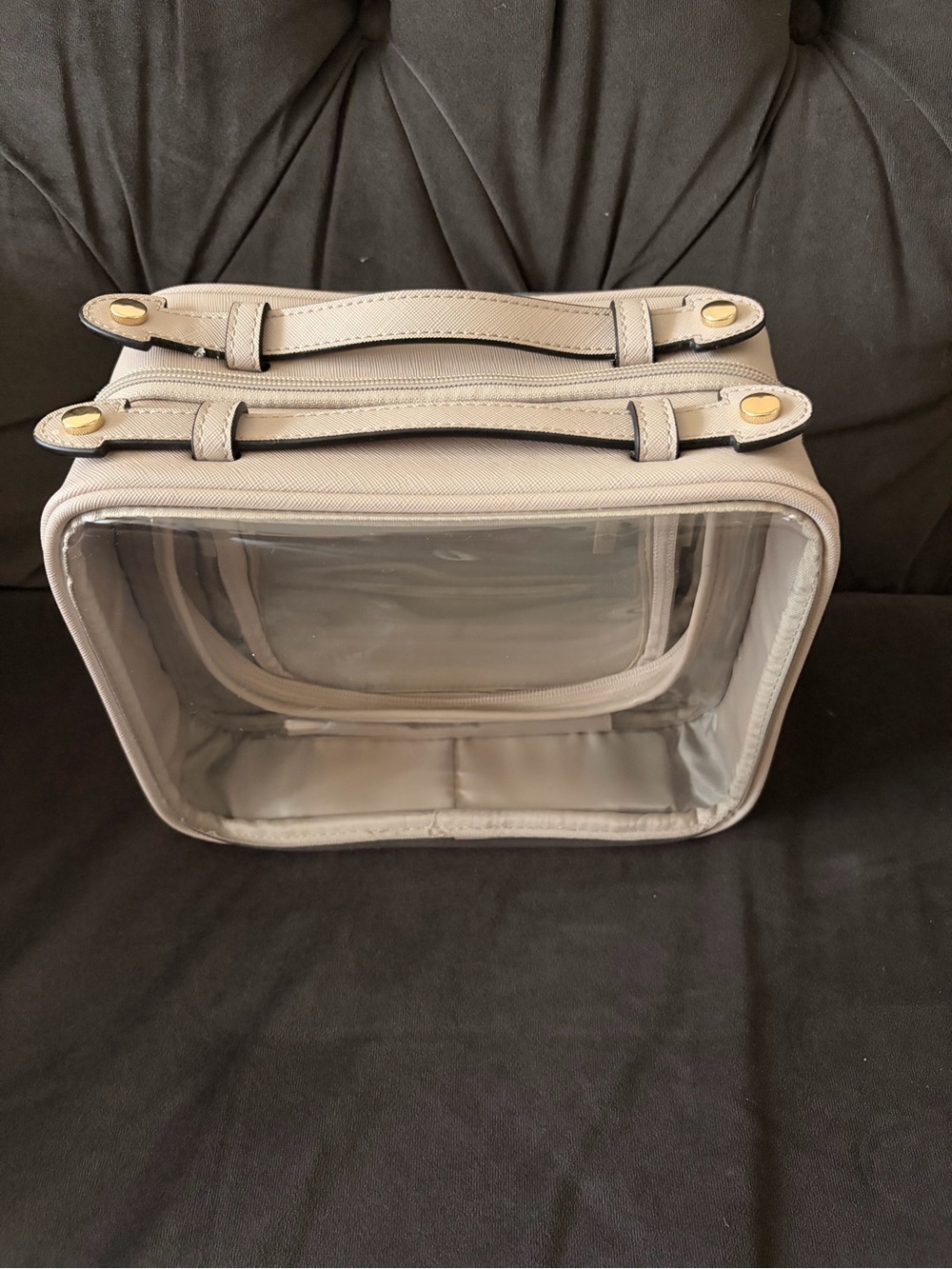 Calpak medium clear cosmetic case -STONE